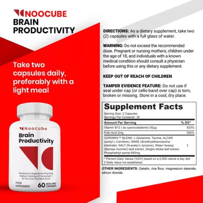 (5 pack) Noocube Brain Productivity Pills, Cognitive &amp; Memory, Premium Formula